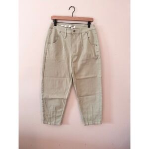 Vigoss Ace High Rise Balloon Jeans Sage Green Pleated Tapered Leg Pants 29 NEW